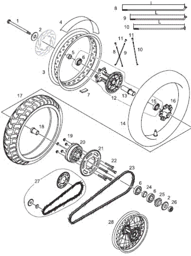 Kettensatz MZ SM SX 16x52 (428 X-Ring - Kette) DID VX Schwarz