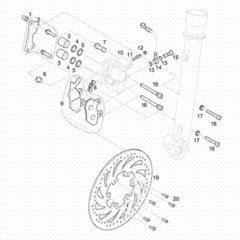 Bremssattel komplett mit Adapterplatte Bremsklötze SM SX vorn Silber