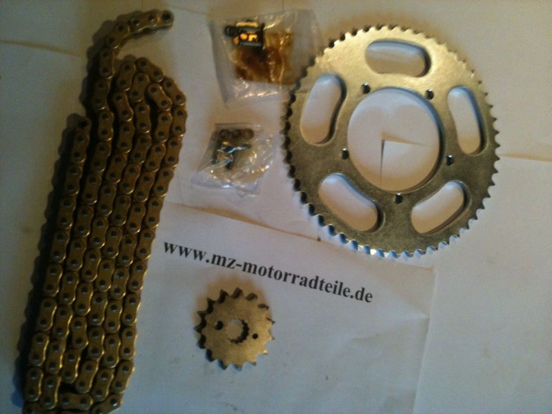 Kettensatz MZ SX 16x52 ( 428 DID X-Ring-Kette) "Gold"
