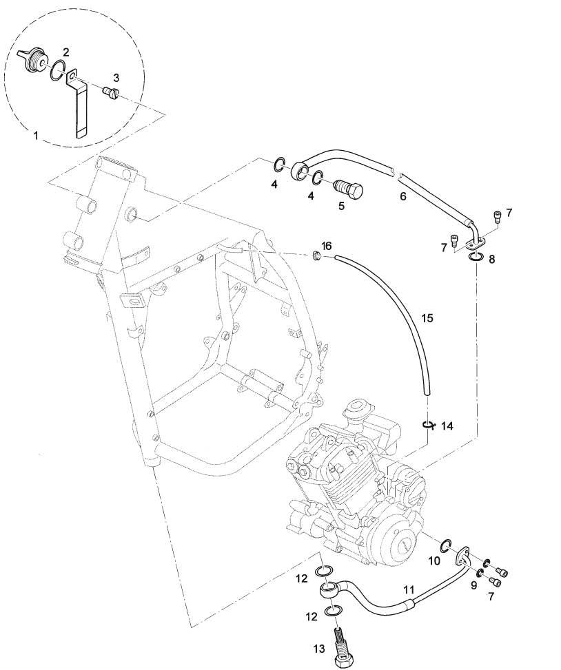 O-Ring Verschlussschraube am Rahmen