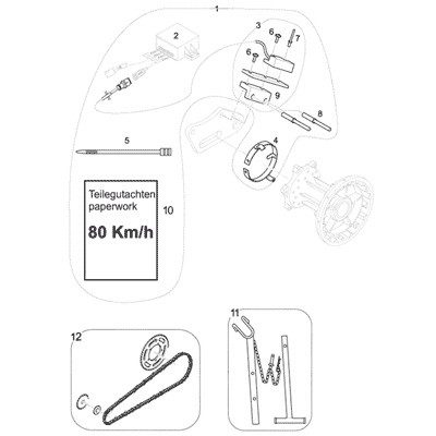 Kettensatz MZ SX/SM  (520 DID)